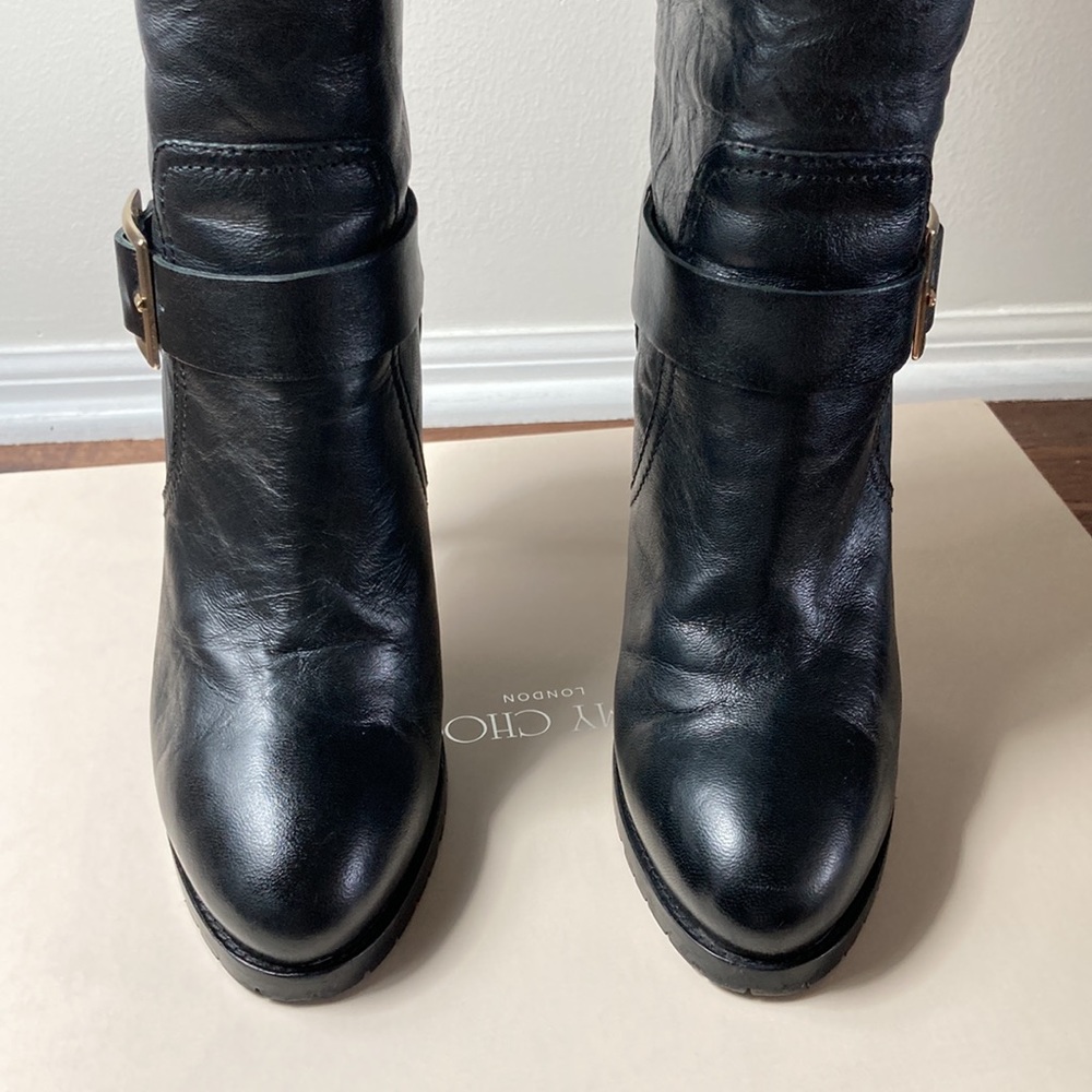Jimmy Choo biker leather unlined heeled boots - Picture 7 of 15